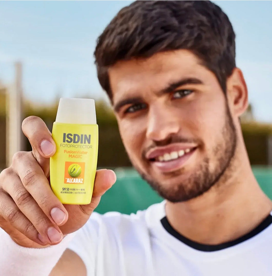 Isdin Fusion Water MAGIC by Alcaraz SPF 50
Protector solar facial de uso diario ideal para el deporte