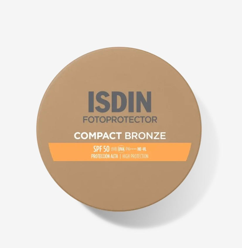 Isdin FOTOPROTECTOR
Compact Bronze SPF 50
Protección solar facial con color