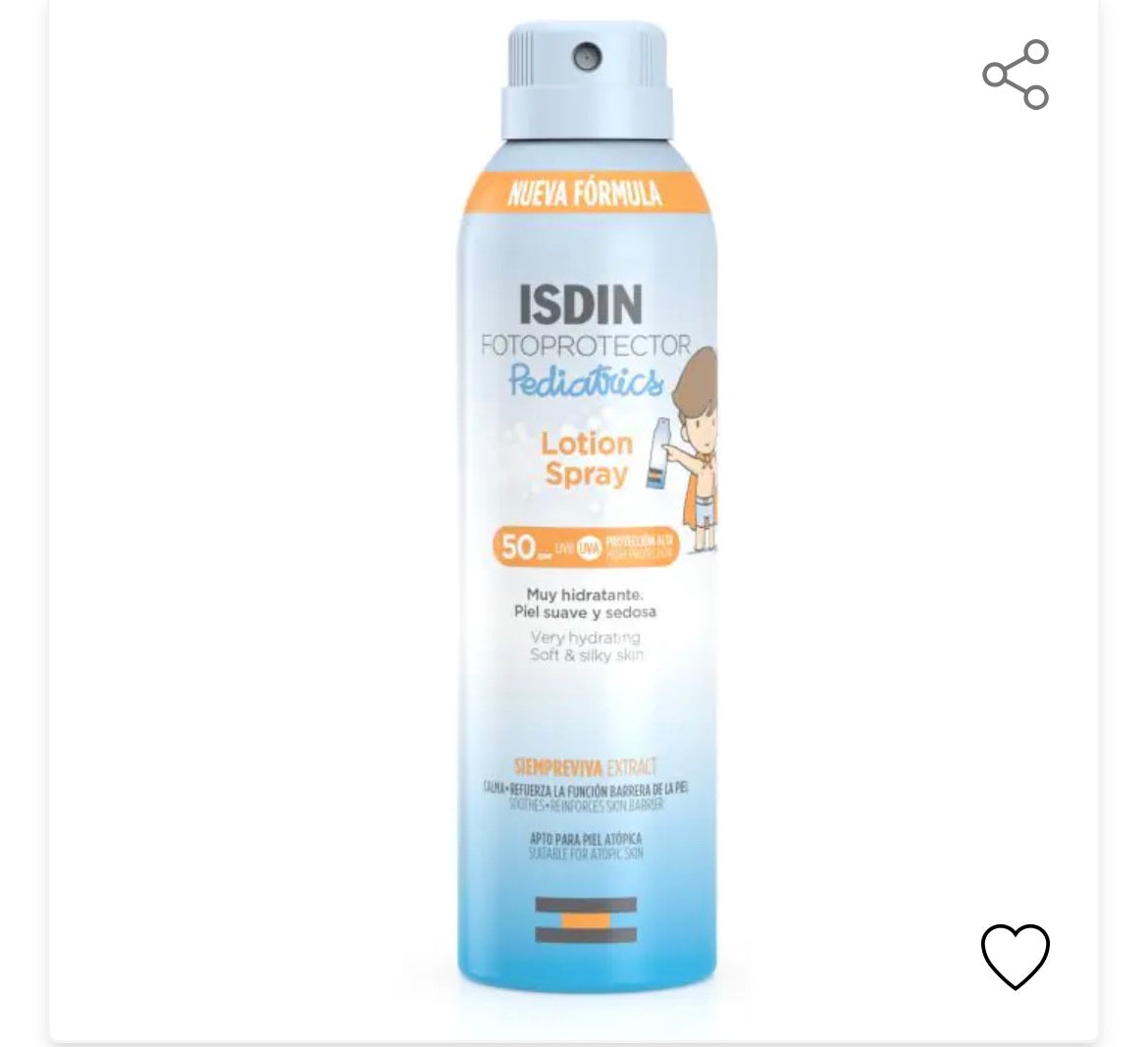 ISDIN
Fotoprotector Pediatrics Lotion Spray 250ml
