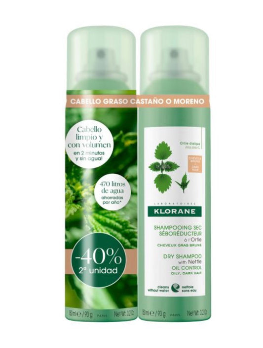 KLORANE Champú Seco con Extracto de Ortiga para Cabello Oscuro