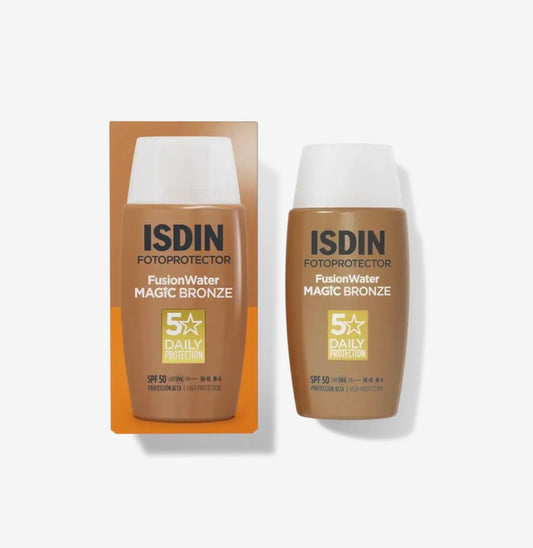Isdin FOTOPROTECTOR
Fusion Water MAGIC Bronze SPF 50
Protector solar de uso diario ultraligero con color
