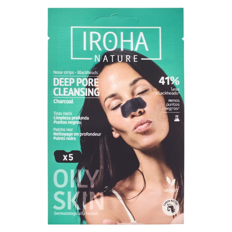 IROHA NATURE TIRAS DETOX DE CARBÓN PARA LA NARIZ 5 UNIDADES